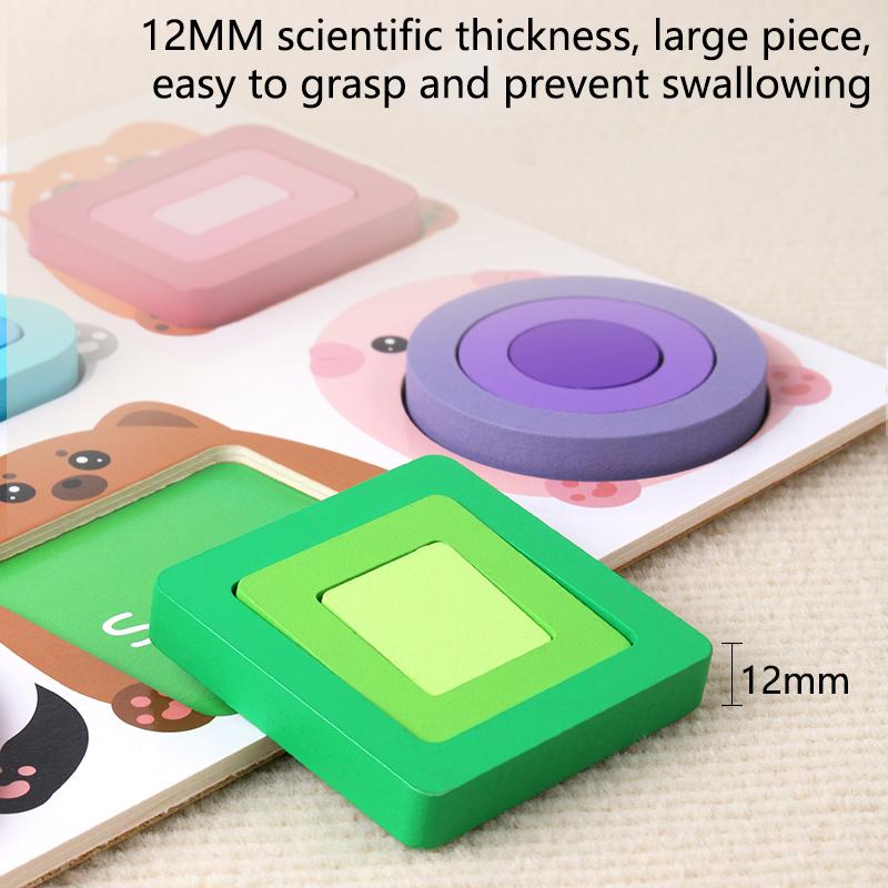 Wooden Animal Puzzle Toys Children Montessori Preschool Education Fun Game Shape Matching Learn Puzzle Game Festival Gift Toy