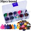 30/50pcs Boxed 0.46mm Guitar Picks ABS Plastic Assorted Colors Designs for Guitar Ukulele Bass Acoustic/Electric Guitar JXB