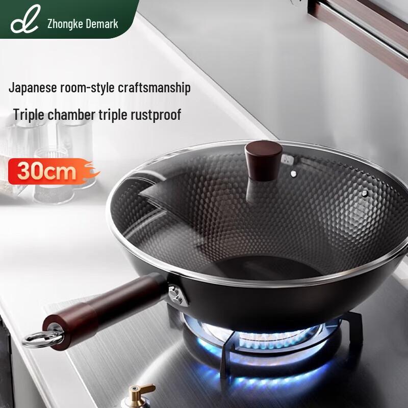 DUMIK Anti-Rust Wrought Iron Wok 30cm