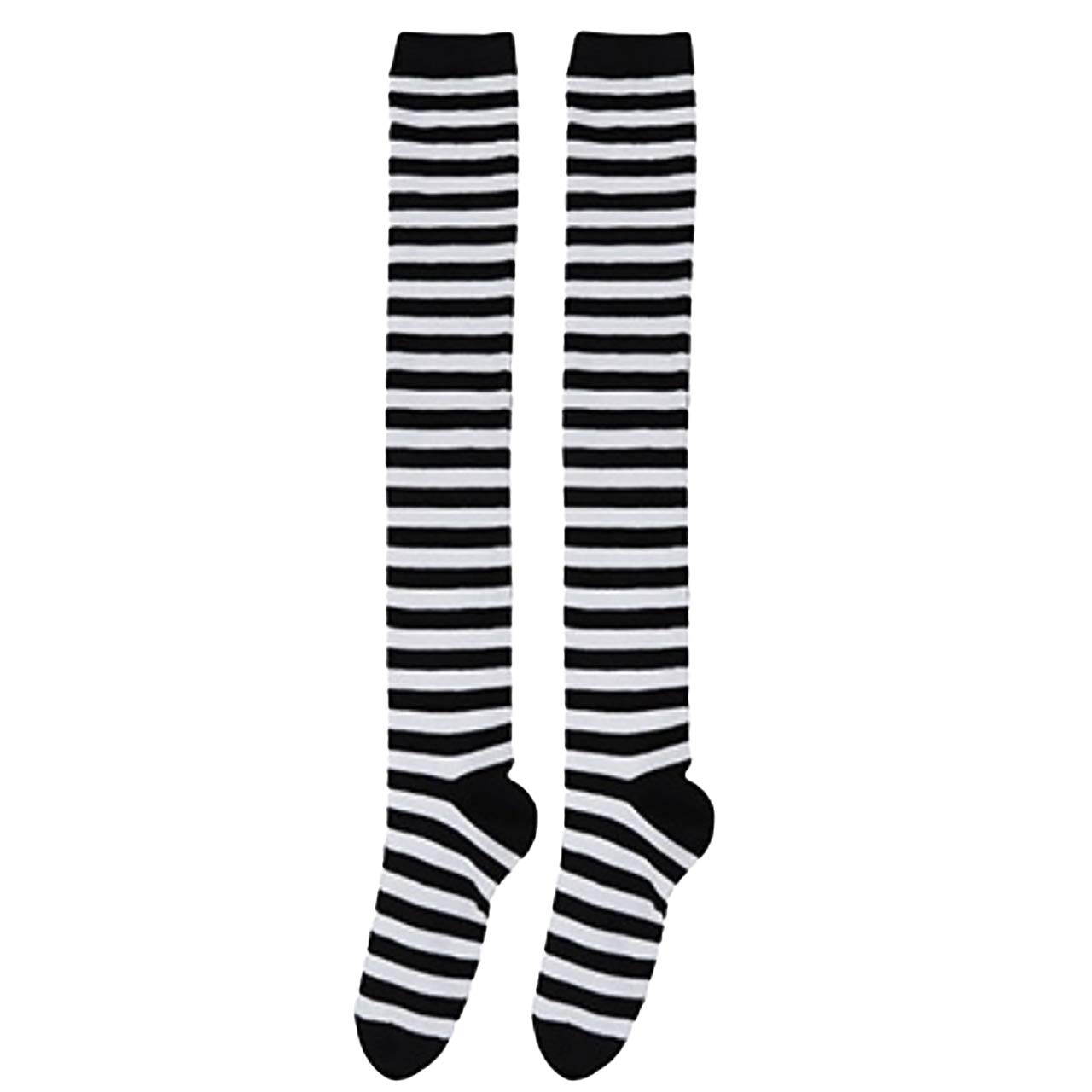 

WHITE FANG Socks with Cute and Stylish for SC033 Thin Knee-High Stripes, Women, (01 Black)