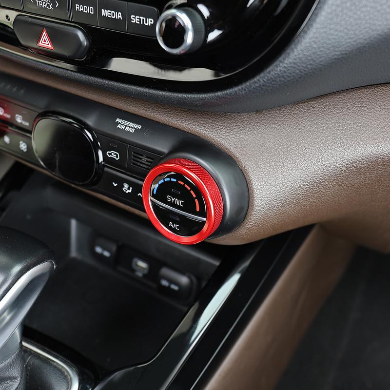 For Kia Soul -2025 2PCS High-End Version Aluminum Red Blue Black Air Conditioner Knob Trim Ring Control Adjust Button Cover