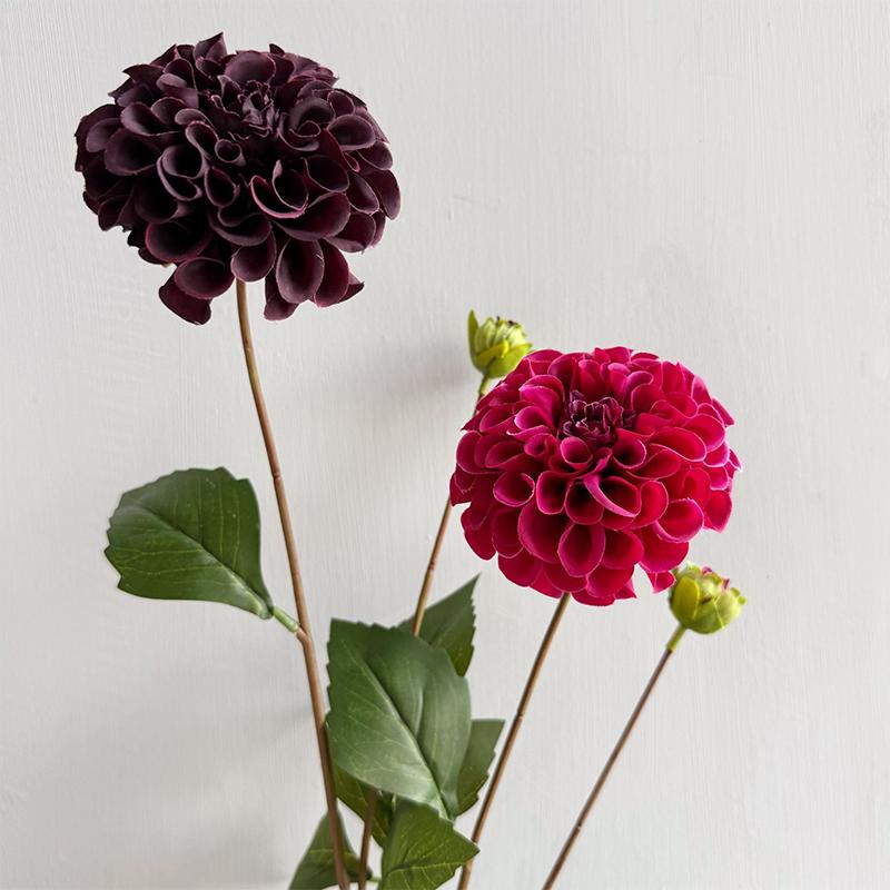 Artificial Moisturizing 2Head Dahlia Real Touch Flowers Bridal Bouquet Wedding Decoration Party Floral Home Decor Dahlia