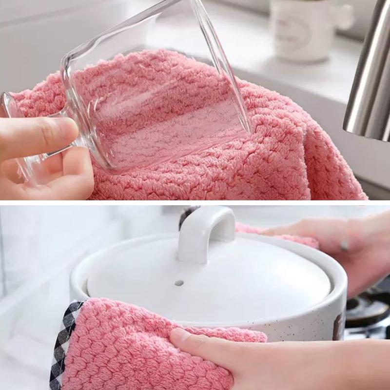 Non-Stick Oil Wiping Towel Non-Linting Hangable Coral Fleece Double-Sided Rag