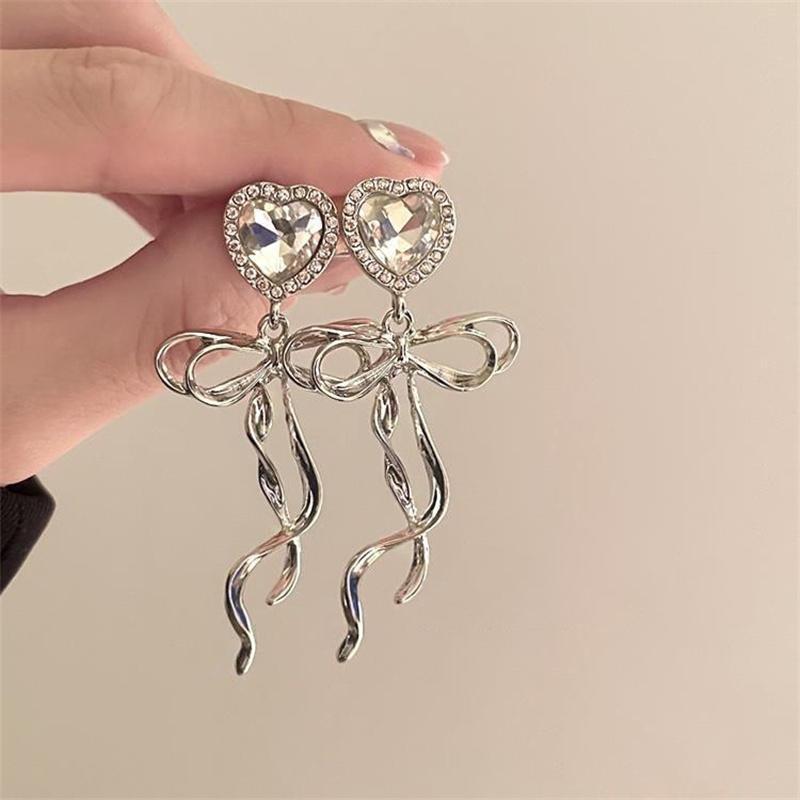 

Серьги-подвески в форме сердца с бантом для женщин, корейские, Y2K 1Pair