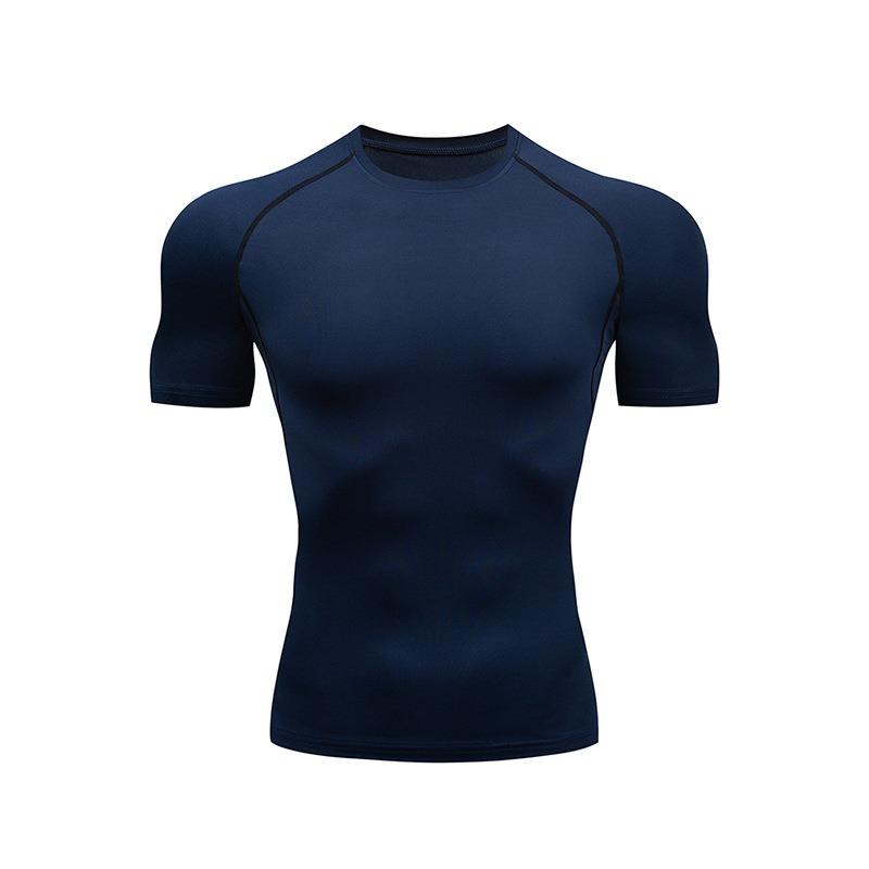 Men's New Fitness Short Sleeve Tight Abdominal Tinting Sports Body Shaping Breathable Quick-drying Muscle Training Short Sleeve