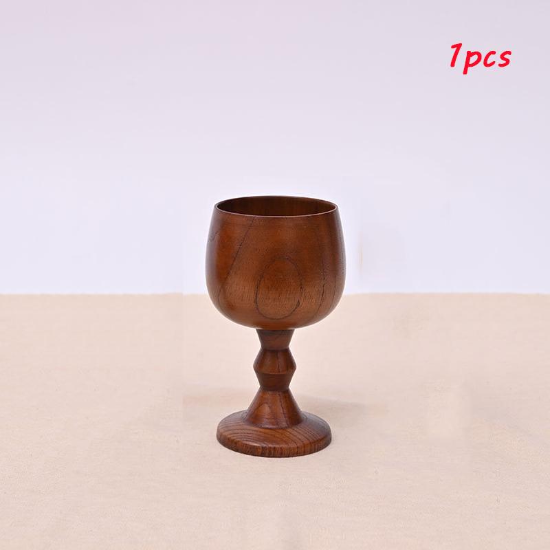 Handmade Natural Spruce Wood Goblet Cup Environmental Classical Wine Glass Round Red Wine Teapcup Solid Wooden Goblets Drinkware
