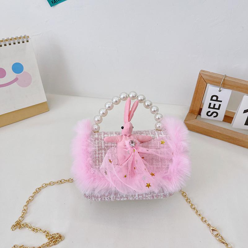 Charming Pearl Bow Mini Handheld Bag For Kids With Stylish Modern Design And Breathable Fabric