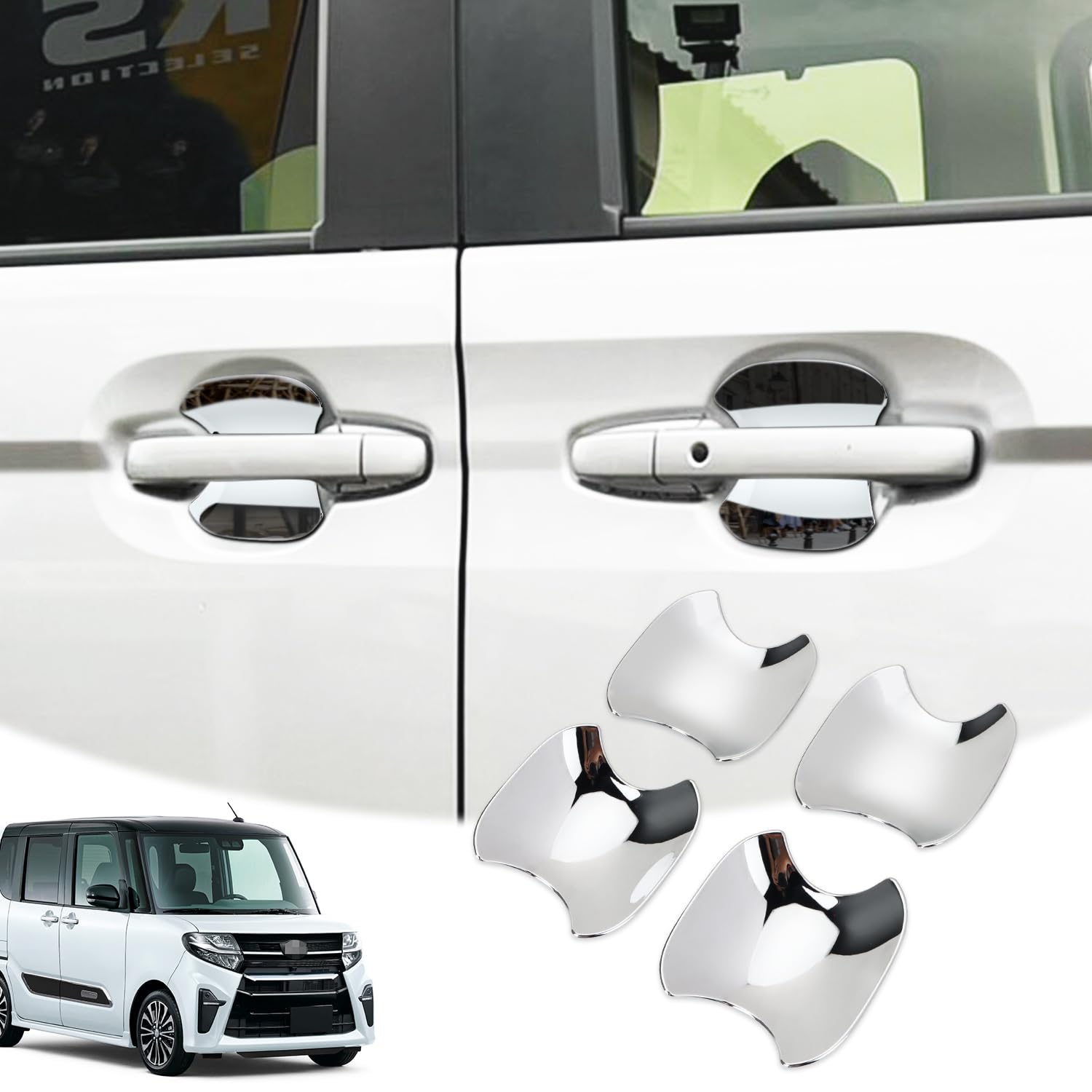 

MARCHFA Door Handle Protector for Honda N-BOX (3rd Generation) JF5/JF6, Chrome Plated, Scratch-Resistant, Exterior Part (2023-present)