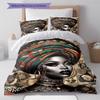 Black Women Pattern Bedding Quilt Set Quilt Cover Pillowcase Home Decoration Gift (1 * duvet cover + 2 * pillowcase, without core)