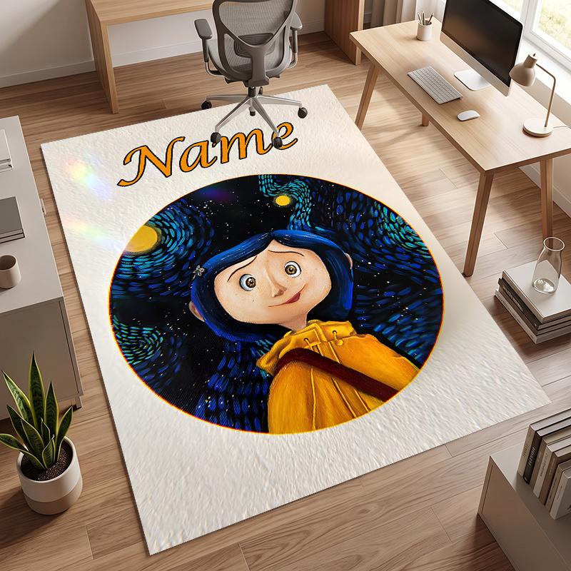 Coraline (1) Tappeto da Ufficio Personalizzato con Nome Decorazione Elegante per Soggiorno Camera da Letto Cucina