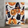 Spooky Halloween Decoration Shower Curtain Set featuring Black Cats Jack-O-Lanterns Decorate Your Bathroom for Fall Festivities