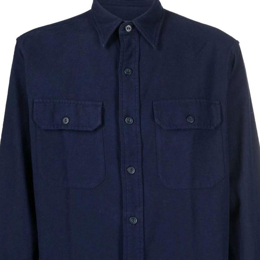 Polo Ralph Lauren Ss23 Solid Color Polo Collar Single Breasted Long Sleeve Shirt Men Shirts Blue 710890432-001