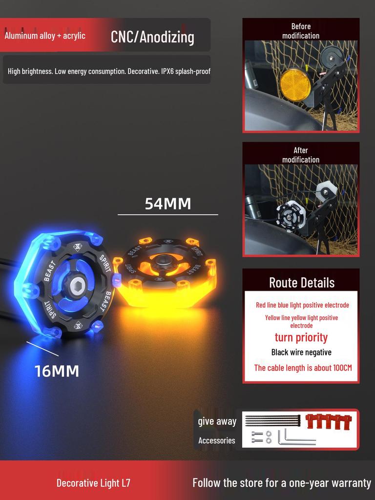 12V High-Brightness LED Motorcycle Abyss Decorative Lights - Personalized Atmosphere with Side Warning