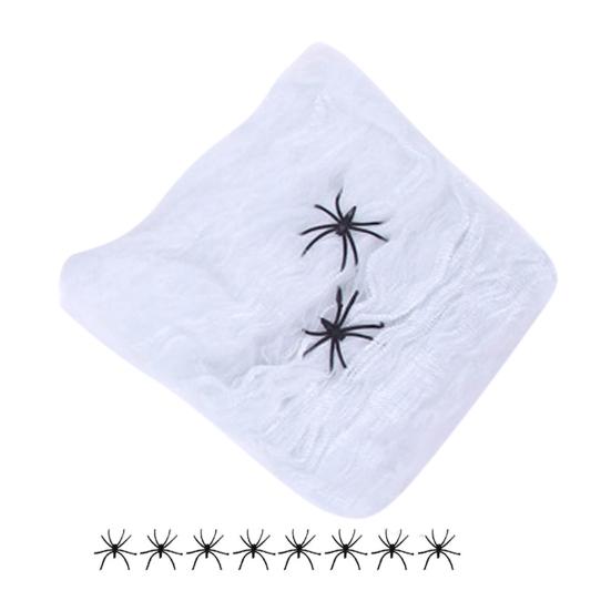 Barevné Halloweenské pavučiny Roztažitelné bavlněné pavučiny Elastické Strašidelné párty scénické rekvizity pro Halloweenské a Štědrovečerní večírky