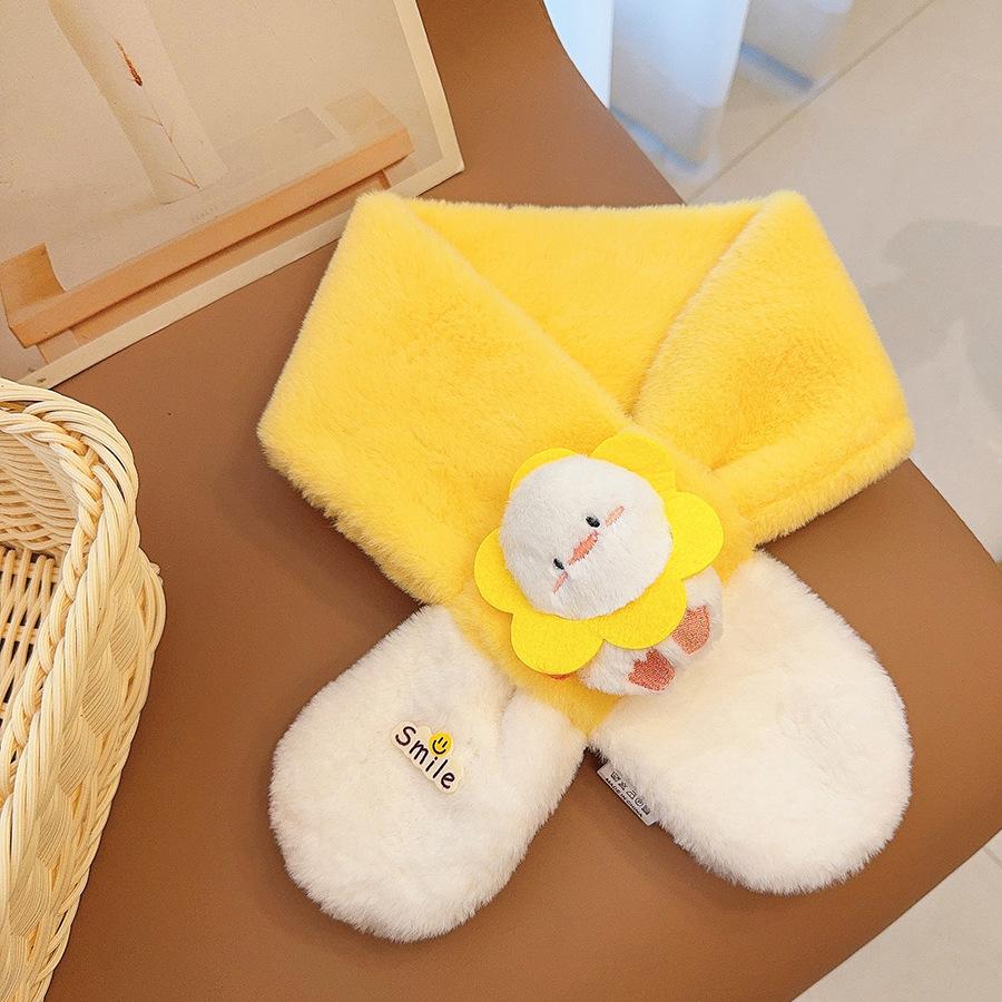Autumn and winter baby scarf cute boys and girls cute long-tailed rabbit plush scarf boys thickened warm super cute neck cover