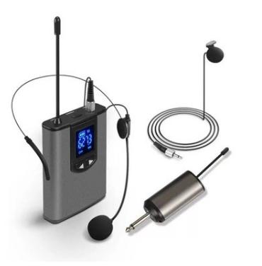 Rechargeable Wireless Microphone System PA Speaker Recording Microphone Headset/Stand/Lavalier Mic Bodypack Transmitter Receiver
