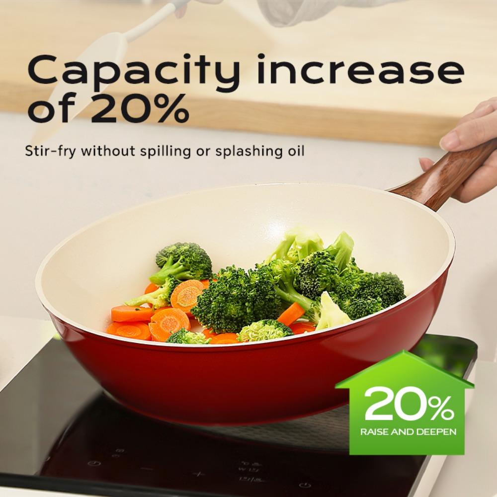 DONNOR Nonstick Ceramic Frying Pan Skillet 3.6L Frying Pan Skillet  with Lid Ceramic Skillets PFAS-Free Heat Resistant Handle
