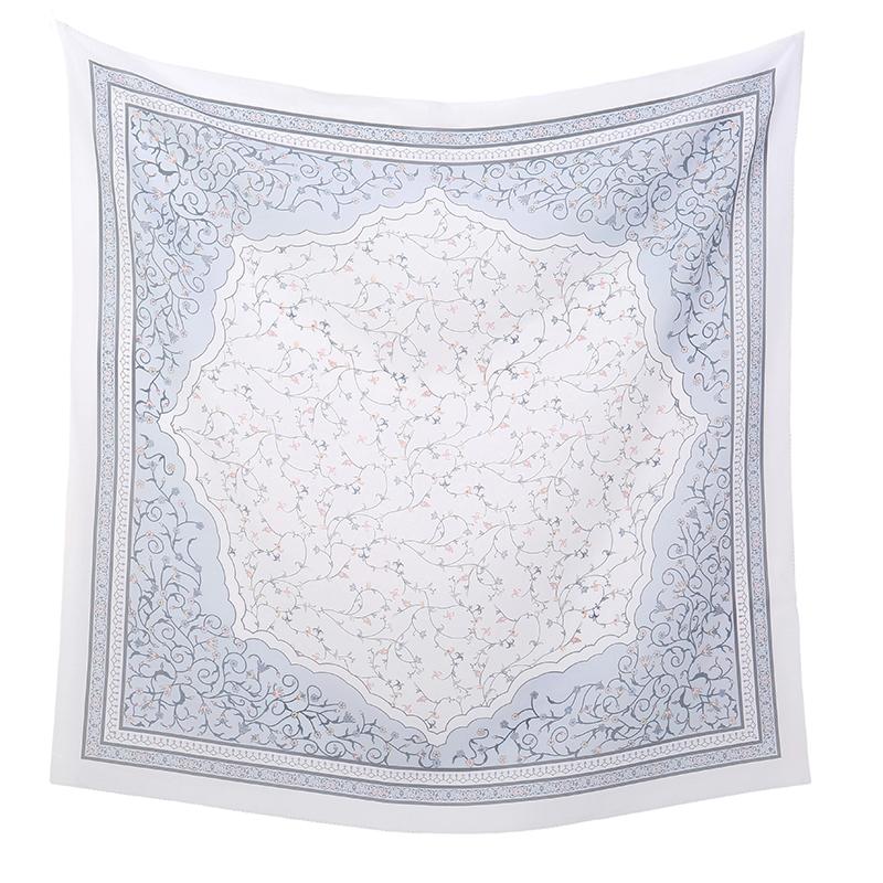 Novo Lenço Quadrado Hijab Estampado Floral de 110cm Cobertura de Cabeça de Verão Respirável para Mulheres Muçulmanas Xale da Moda Cachecóis Faixa de Cabeça