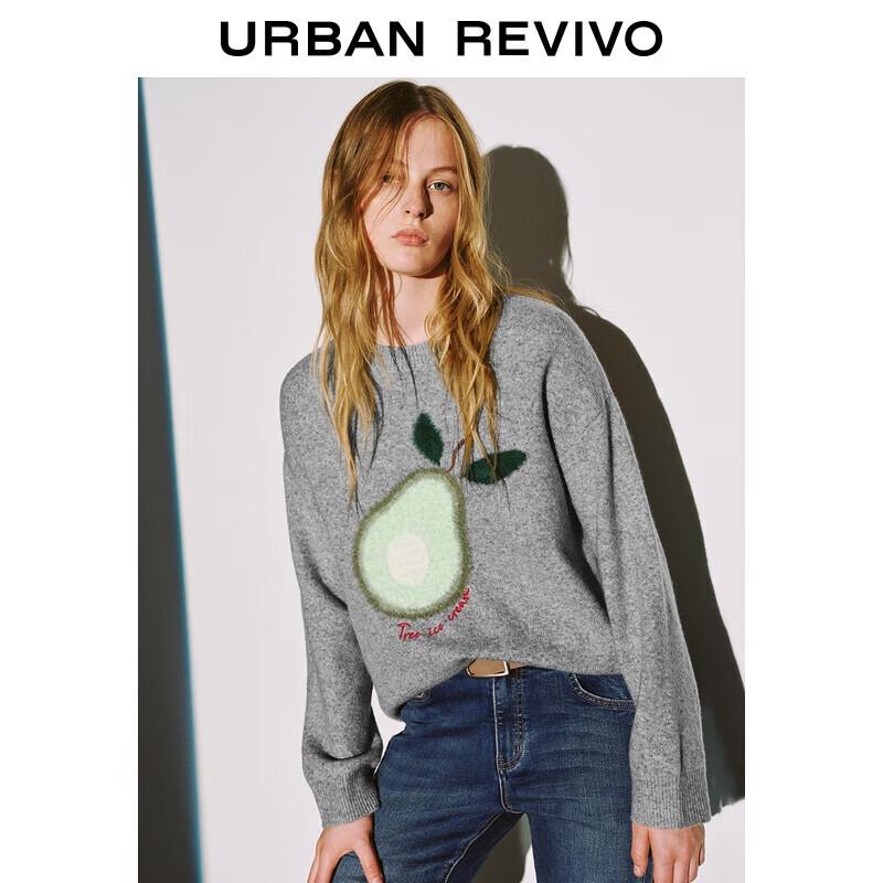 

Women s Avocado Pattern Round Neck Knit Sweater S