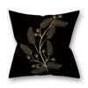 Gold Feather Black Plant Cushion Cover For Home Living Room Sofa Bedroom Decoration Square Pillow Case
