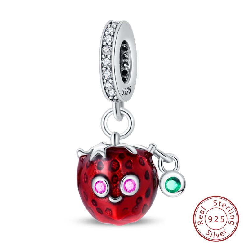 Fit Qikaola Original Bracelets Fashion Durian Cherry Watermelon Banana Fruit Copper Charms Beads Diy Birthday Jewelry Gifts