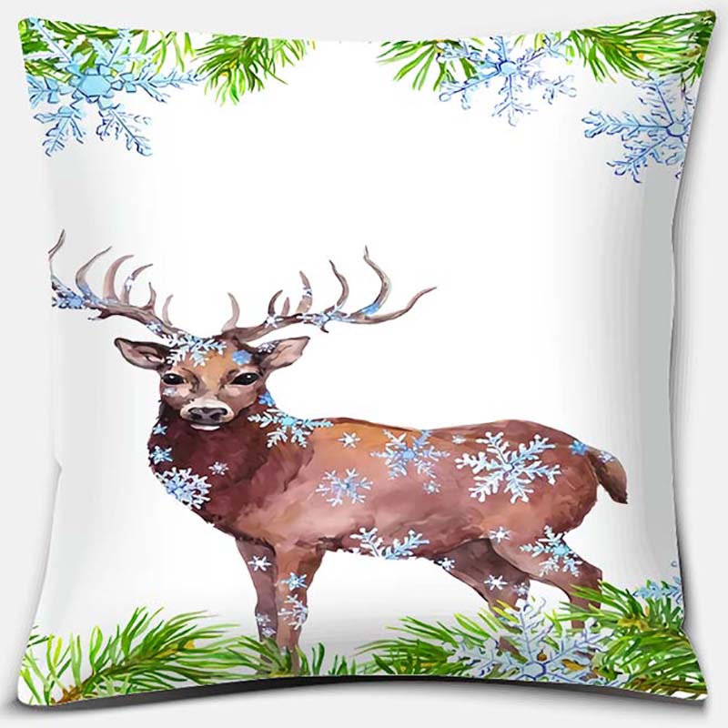 Christmas Deer Pattern Pillowcase Square Pillowcase Home Office Decoration Pillowcase