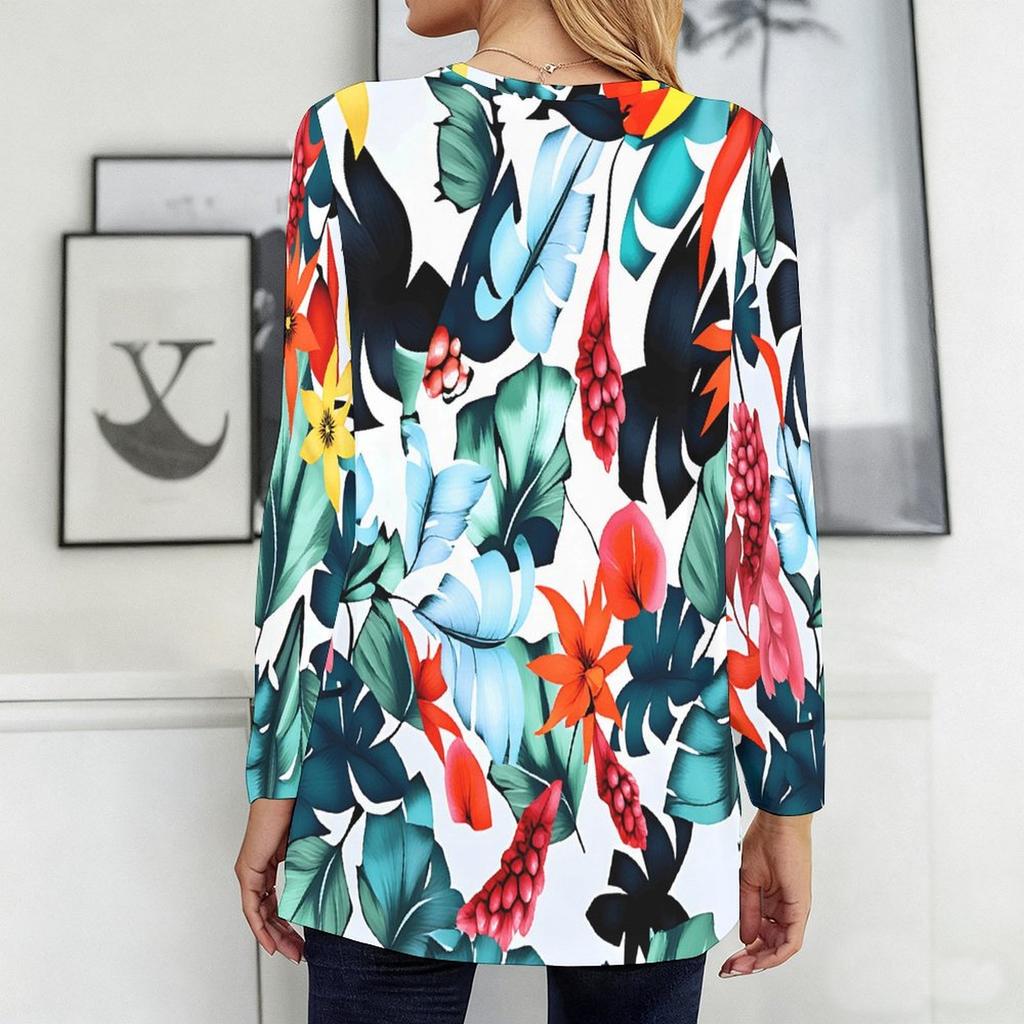 Ladies V Neck Plus Size Long Sleeve Blouse Soft Loose Tops For Casual Outdoor Activities