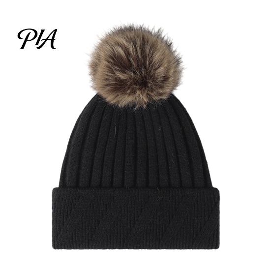 Cozy Knit Hats for Ponytails Winter Knitted Hat Women, Cold Weather Fleece Lined with Pom Fashion Beanies Pom, Chunky Snow Hat, Soft Ribbed