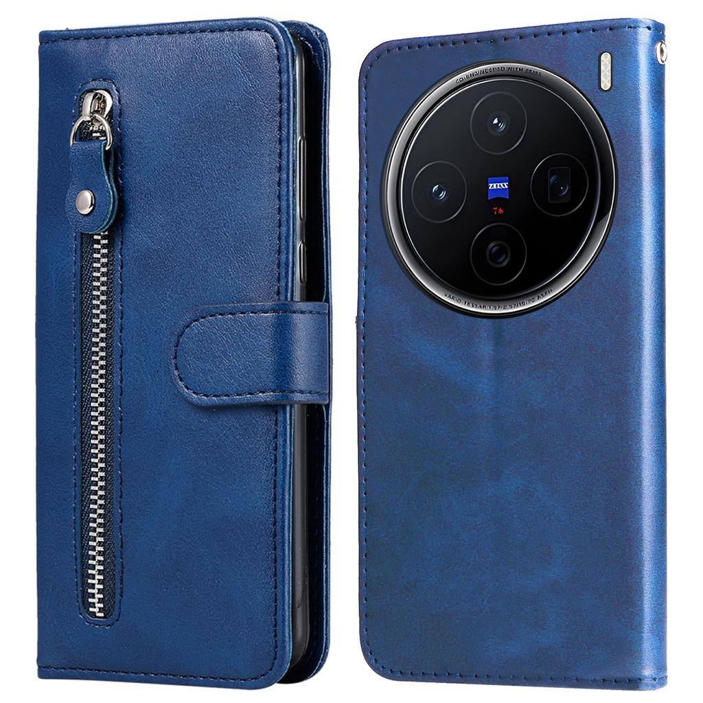 For Vivo X200 5G Case Zipper Wallet Calf Texture PU Leather Phone Cover