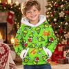 Kids Long Sleeve Christmas Print Hoodie, Casual Fashion Hooded Top for Winter Holiday