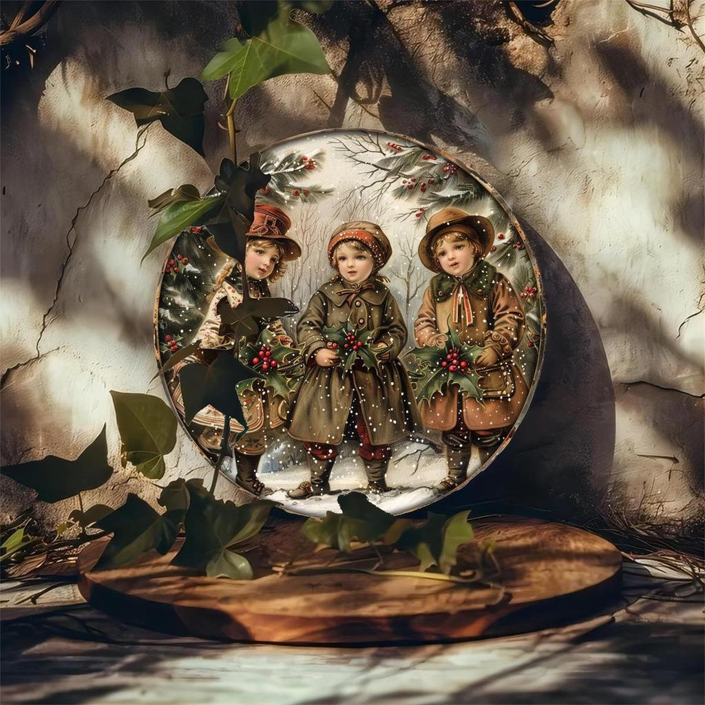 Wood Country Santa Claus and Reindeer Wooden Signs Can Be Hung Directly with Ropes, 8x 8 Inches, Retro Christmas Wall Art for Door, Wall, Home, Room