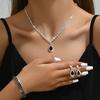 Dazzling Zircon Waterdrop Necklace, Earrings and Bracelet - Bridal Wedding Jewelry Set