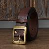 3.8Cm Wide Italian Retro First-Layer Cowhide Belt, Genuine Leather Pin Buckle, Korean Version Of Versatile Casual Jeans Belt