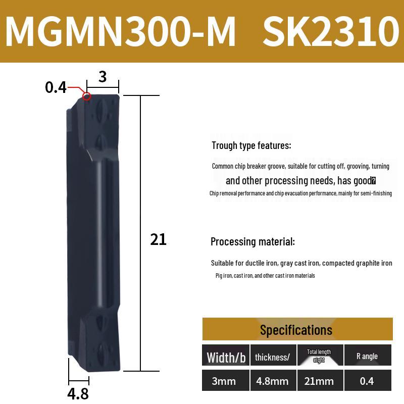 CNC Grooving Blade MGMN300/400-M for Stainless Steel, Ceramic, Aluminum Lathe Parting Tool Inserts