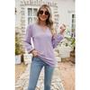 Spring and Autumn Women's Blouse Fashion V-neck Buttons Hollow Loose Long-sleeved T-shirt Tops