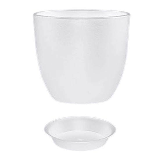 Flower Pot with Saucer Plastic Plant Pot with Drainage Holes Modern Decorative Planter