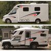 Car Two Body Side Stripes Stickers Vinly Decals Black+Red For Camper RV Trailer