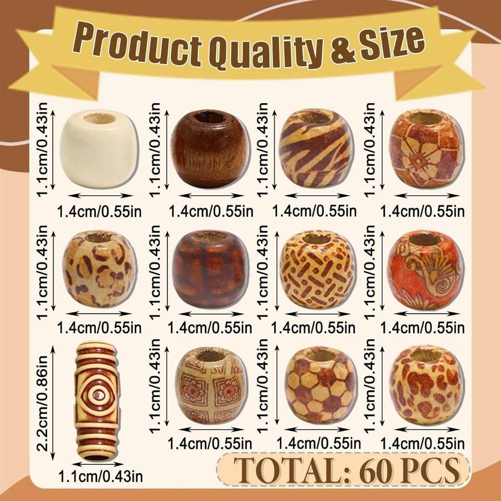 60Pcs Mixed Color Dreadlock Hair Beads Headwear Dreadlocks Hair Rings Hair Jewelry