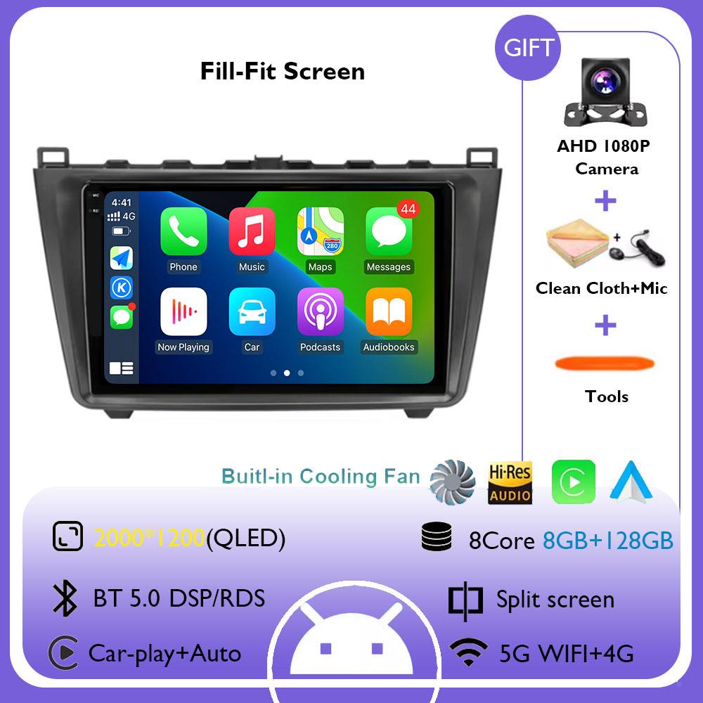 Car Radio Central Multimedia Navigation Android 14 4G+WIFI GPS Screen For Mazda 6 GH 2007-2012 Wireless Carplay Stereo Head Unit
