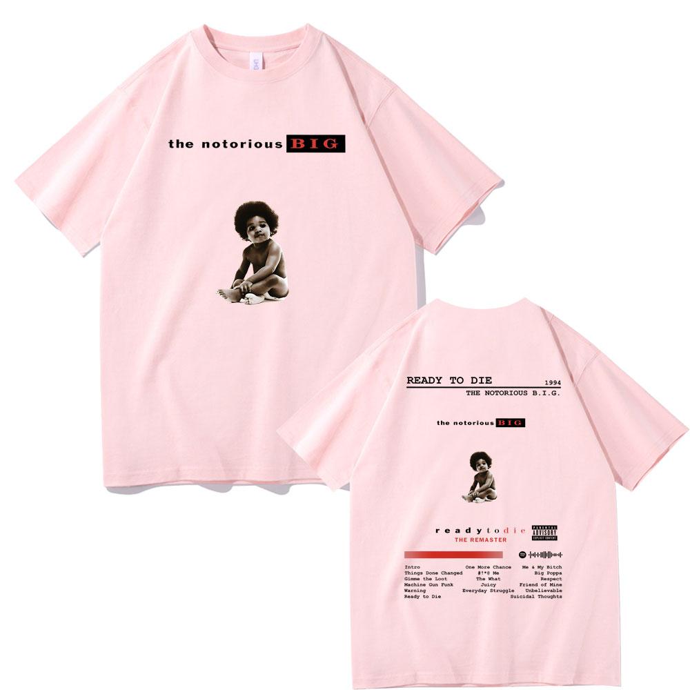 The Notorious Big Double Sided Print T Shirt Rapper Biggie Smalls Ready To Die Hip Hop Oversized T-shirts Men's Vintage Tshirt