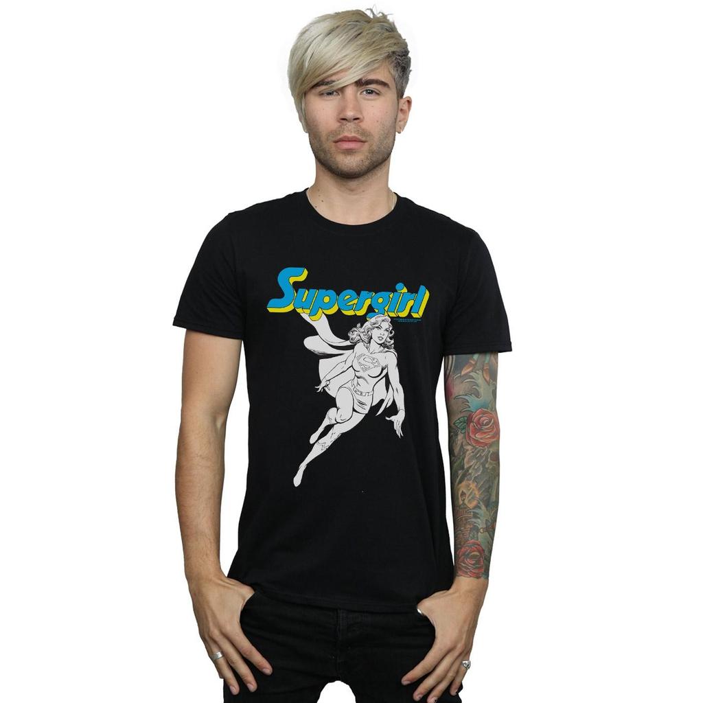 DC Comics Mens Supergirl Mono Action Pose T-Shirt