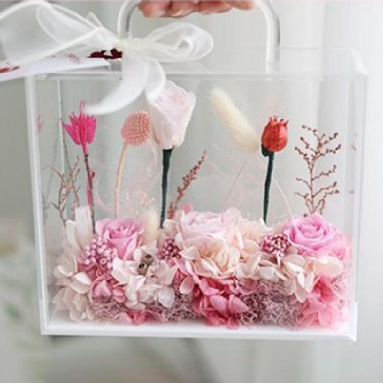 Acrylic Flowers Handbag Gift Bag with Ribbon for Christmas and Thanksgiving
