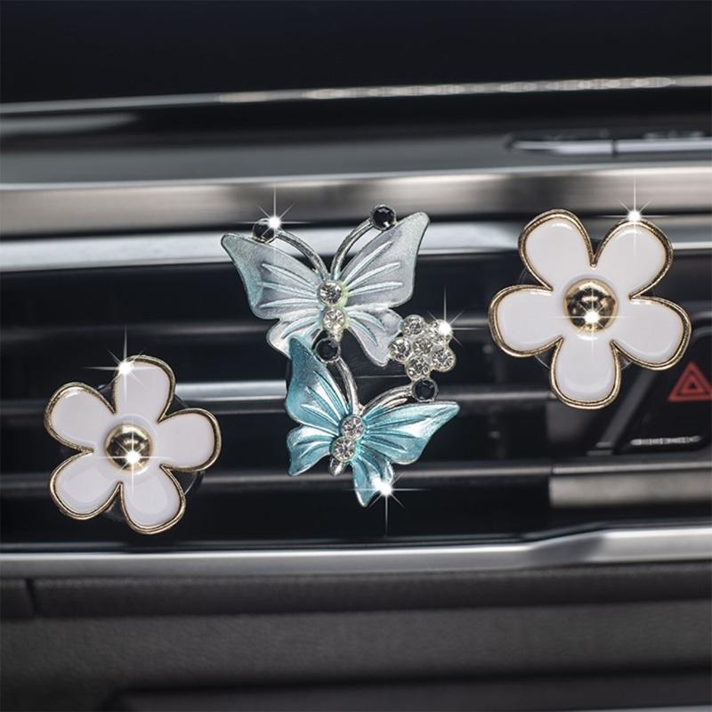 Car Interior Fresheners Diffuser Daisy Flower & Butterfly Vent Clip Car Air Outlet Perfume Decoration Clip