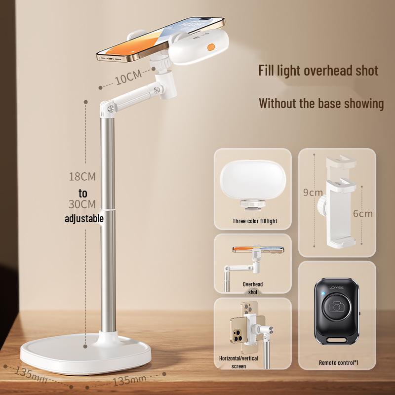 Soporte para teléfono móvil 2025: Soporte de Escritorio para Transmisión en Vivo y Selfies Cenitales, Uso Universal para TikTok y Videos.