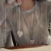 3D Heart Copper Bead Necklace: Versatile, Adjustable Long Sweater Chain for Women