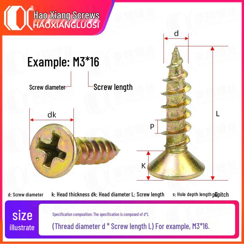Color-Plated Countersunk Self-Tapping Screws: M3-M5 Galvanized Fiberboard Wood Nails for Walls & Panels