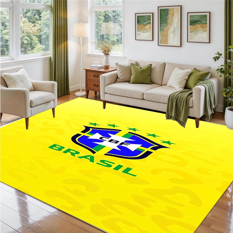 Brazil national football team Design Crystal Velvet Rug Soft Decorative Mat for Bedroom Entrance