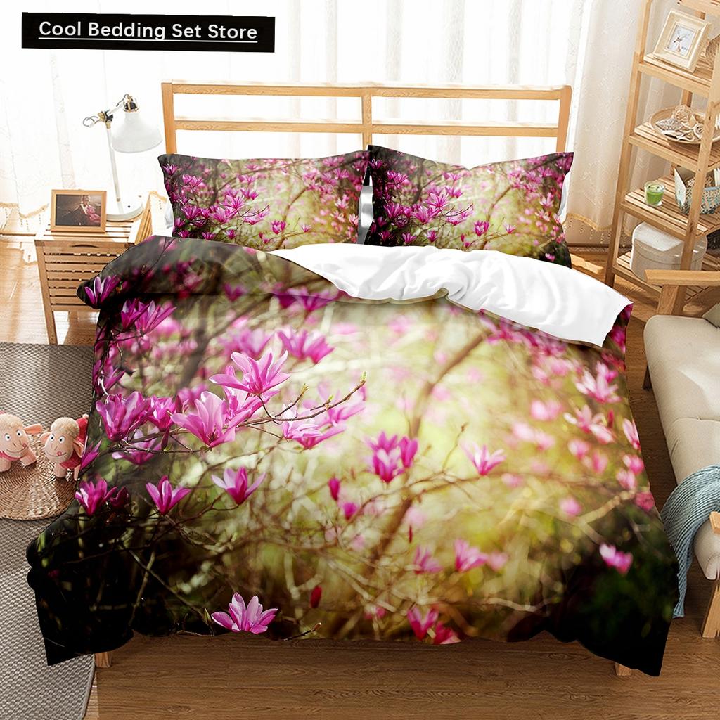 Spring Flowers King Queen Duvet Cover Colorful Floral Bedding Set Cherry Blossoms Quilt Cover 2/3pcs Polyester Comforter Cover