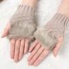 1 Pair Outdoor Winter Hand Warmer Breathable Girl Half Finger Gloves Mittens