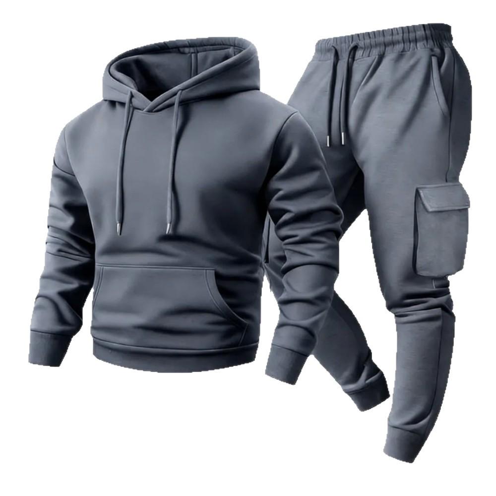 Men's Hooded Sweatshirt & Joggers Casual Two-Piece Set for Spring & Autumn